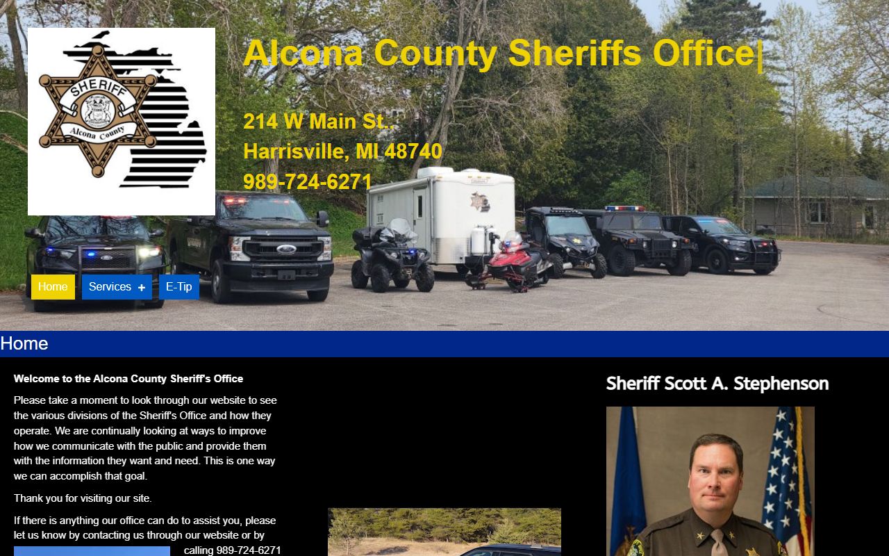 Alcona County Sheriff's Office website for bench warrant information
