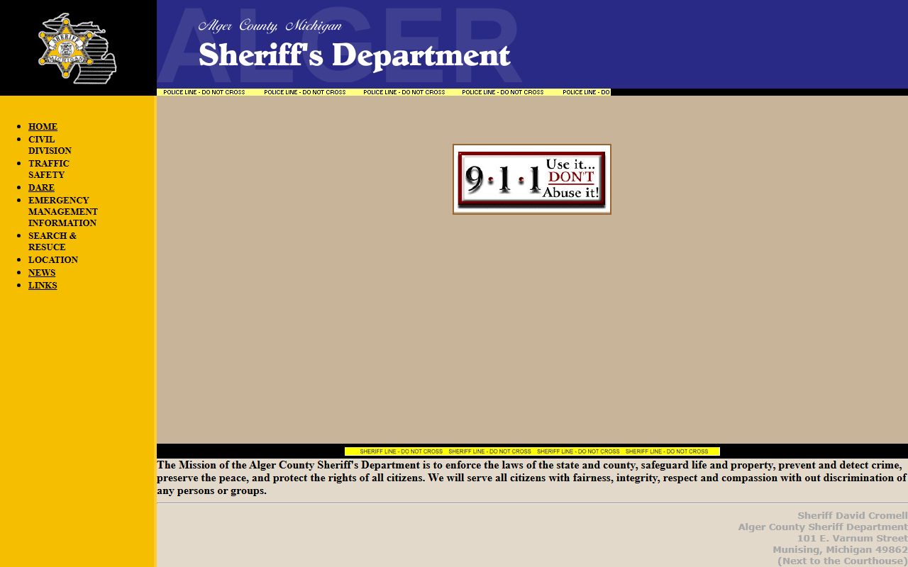 Alger County Sheriff's Office website for bench warrant enforcement