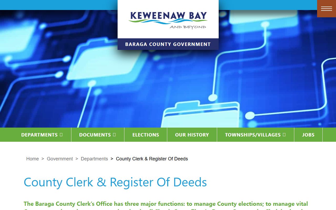 Baraga County Clerk and Register of Deeds office for bench warrant records