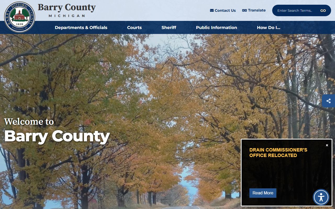Barry County government portal for bench warrant court information