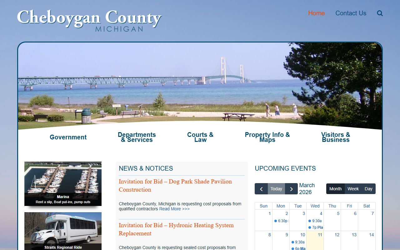 Cheboygan County website for bench warrant searches