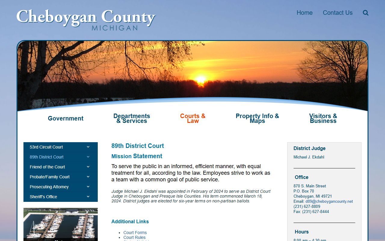 Cheboygan County 89th District Court bench warrants page