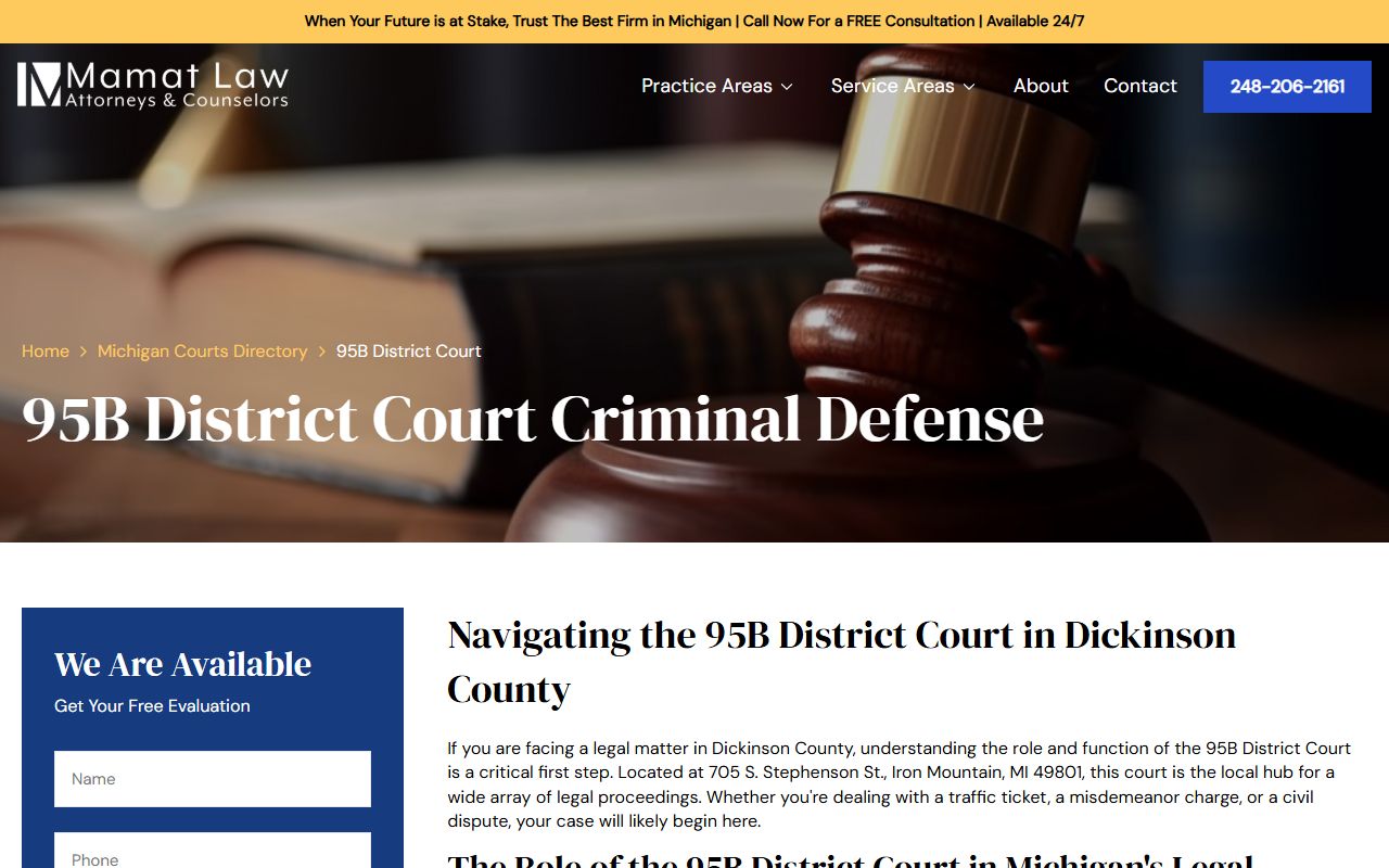 95B District Court information for Dickinson County bench warrants