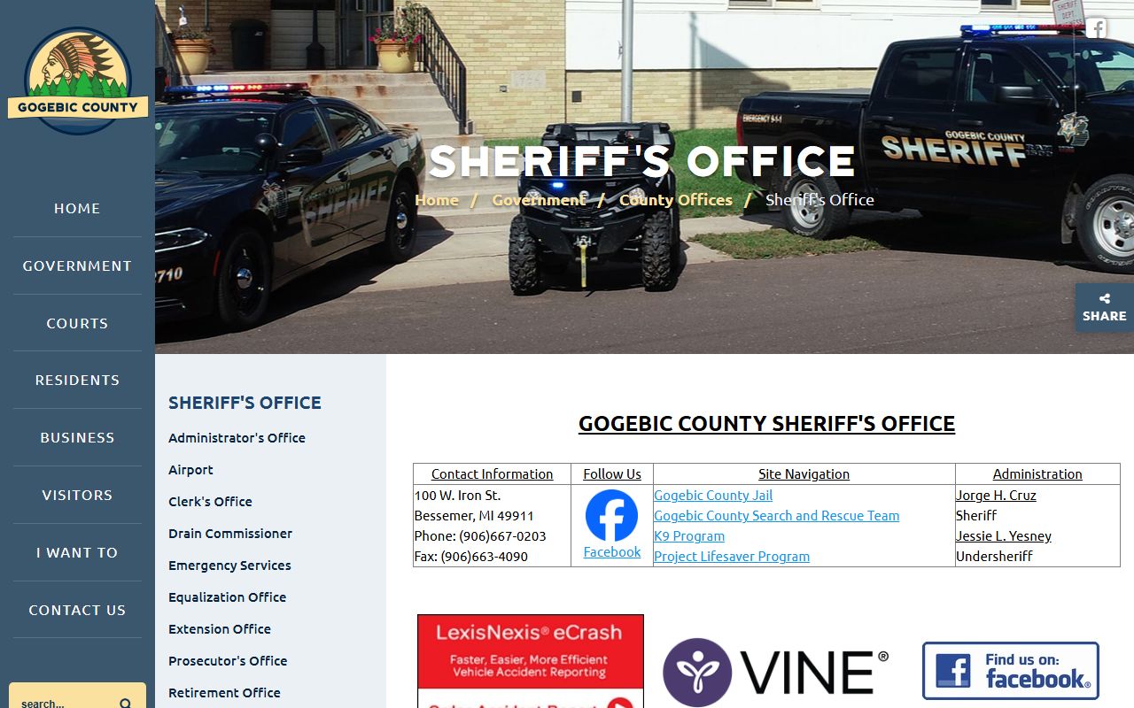 Gogebic County Sheriff's Office for bench warrant checks