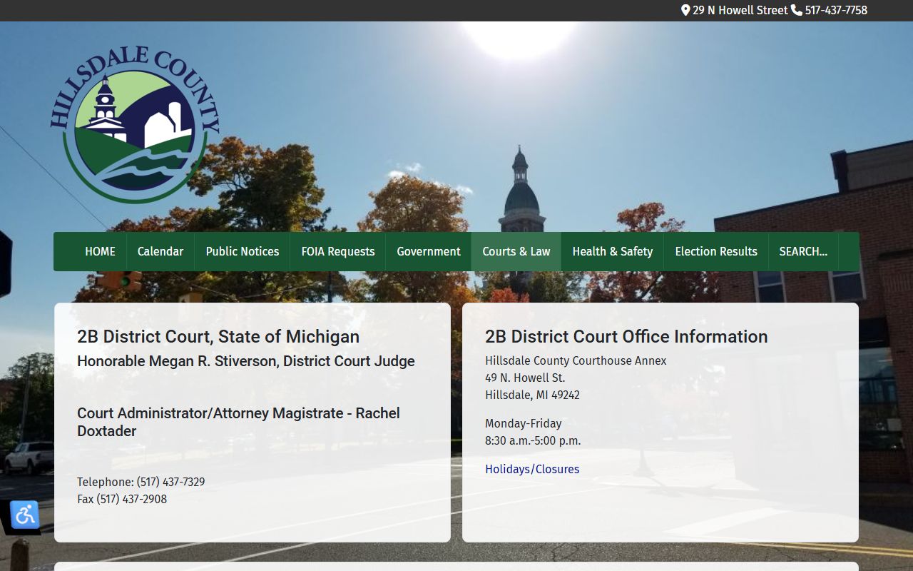 Hillsdale County 2B District Court for bench warrant searches