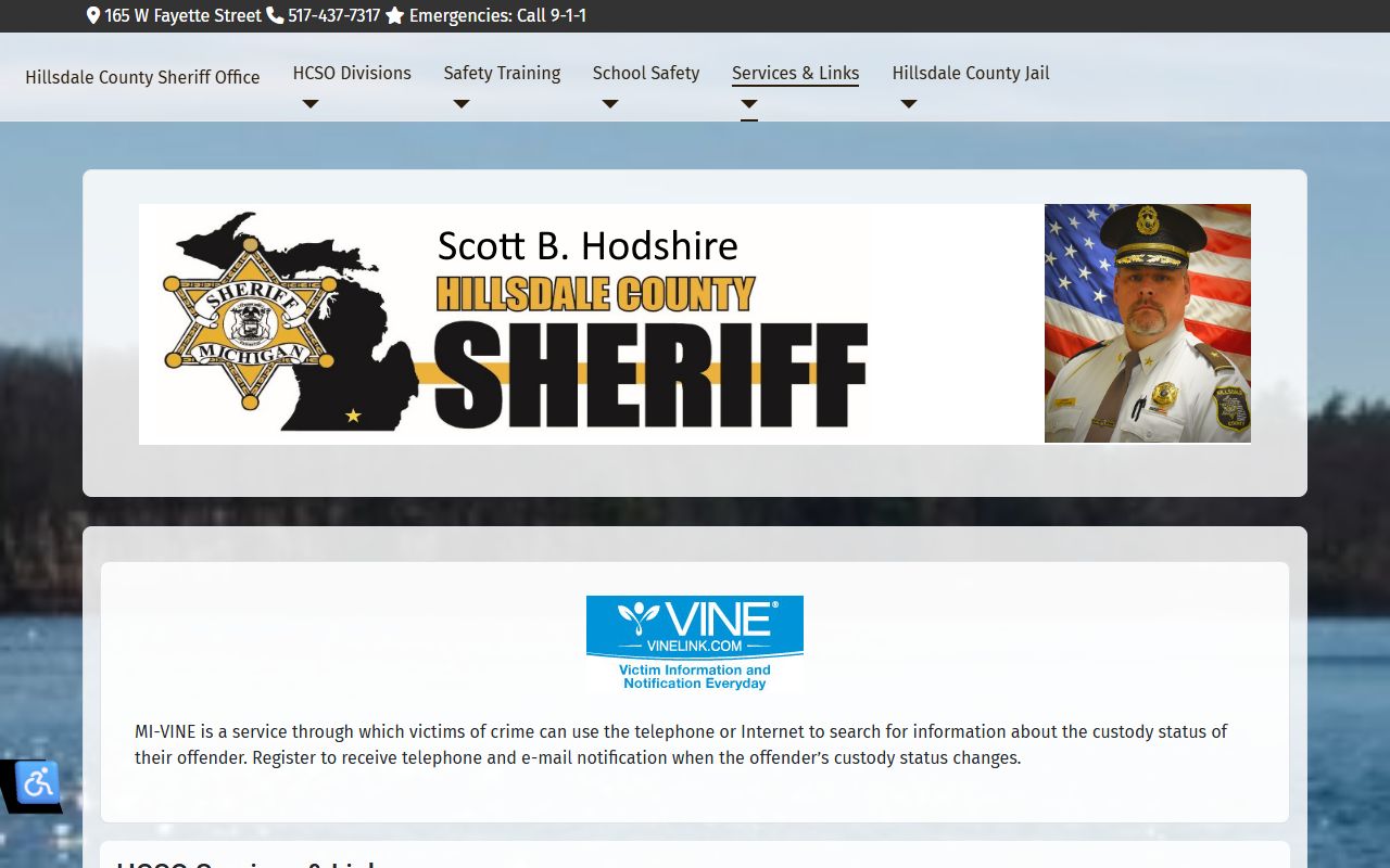 Hillsdale County Sheriff's Office for bench warrant verification