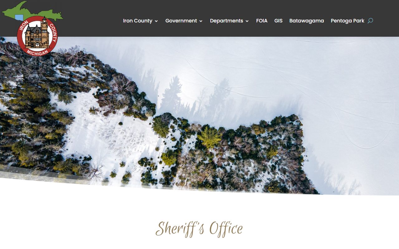 Iron County Sheriff's Office page with warrant search information