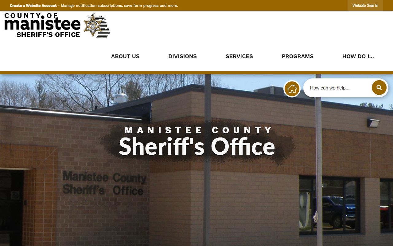 Manistee County Sheriff's Office for bench warrant checks