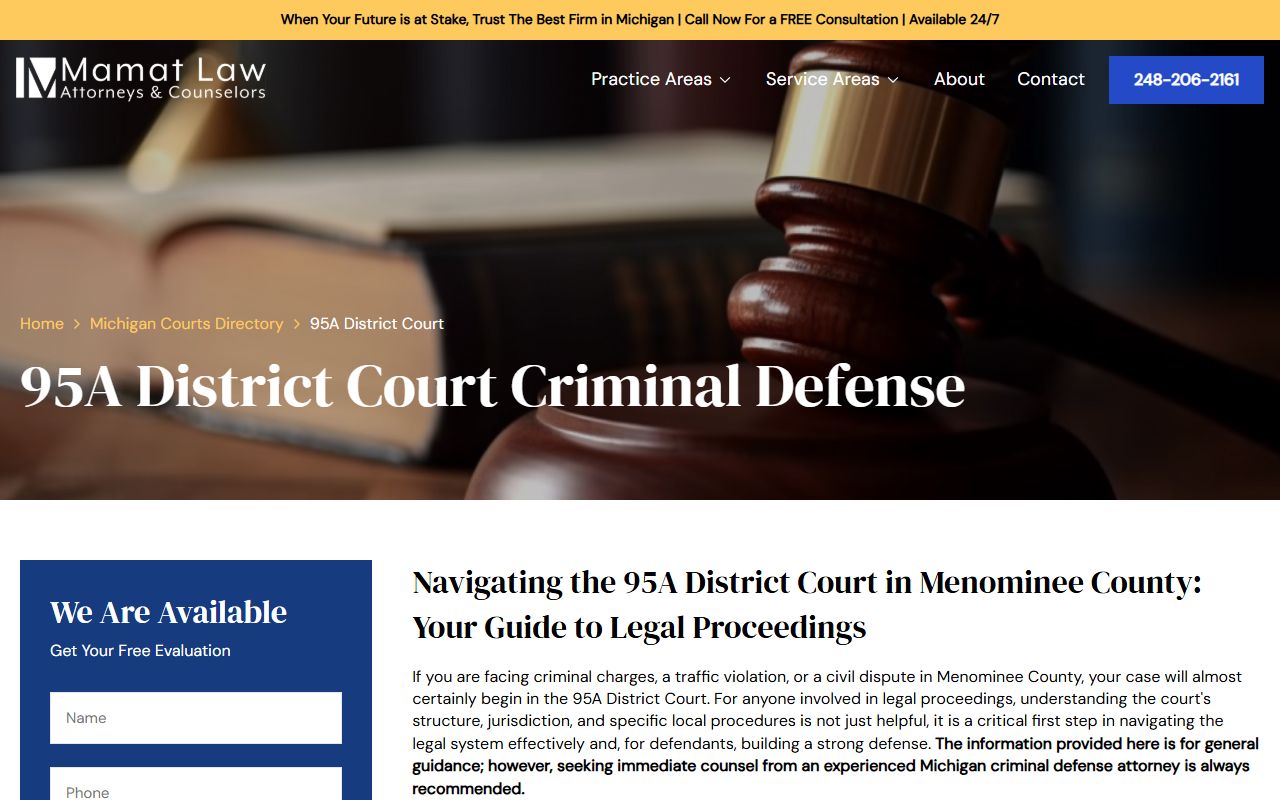 95A District Court detailed information for Menominee County