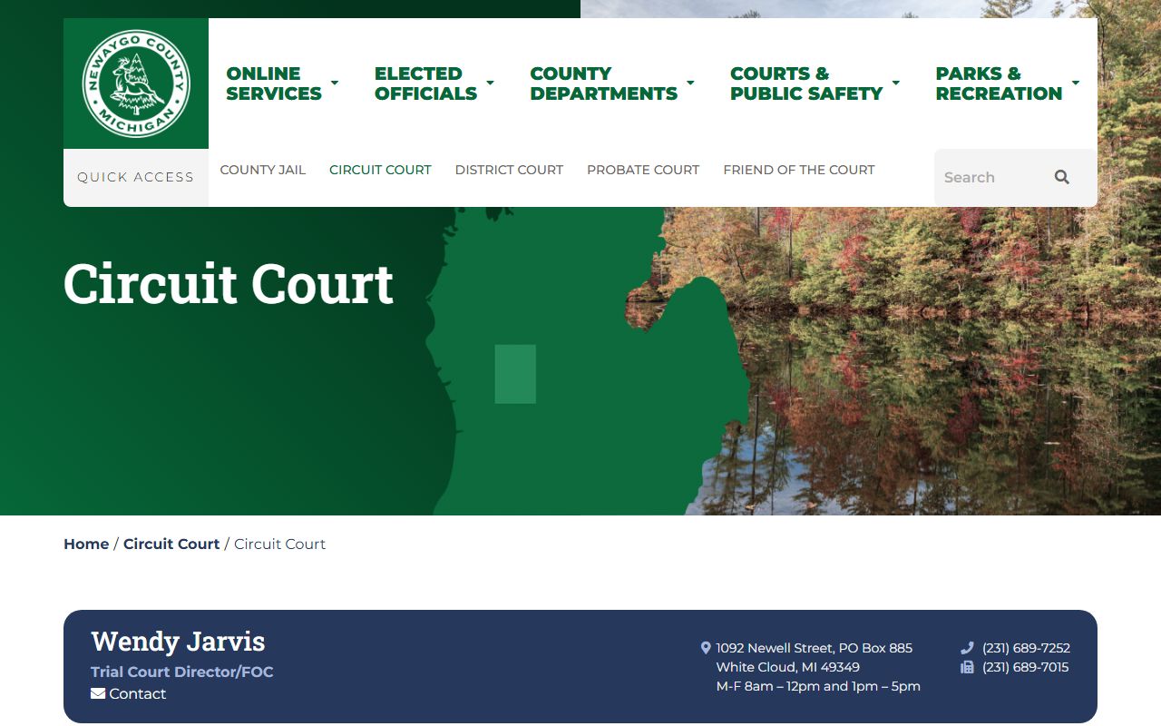 27th Circuit Court information for Newaygo County bench warrants