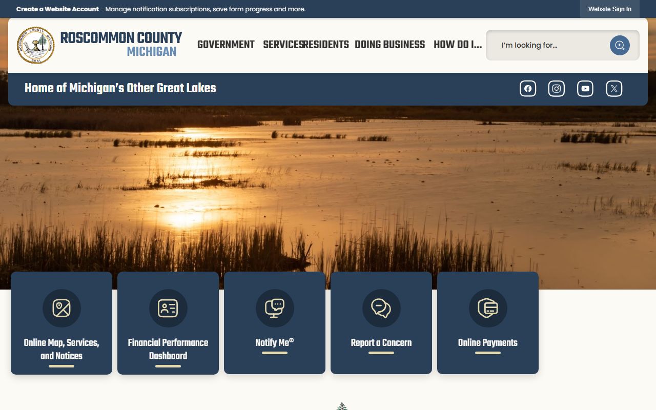 Roscommon County government website for bench warrant information